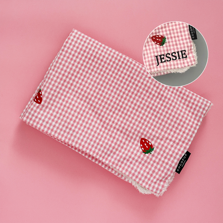 PERSONALISED Blanket - Strawberry Picnic Pup