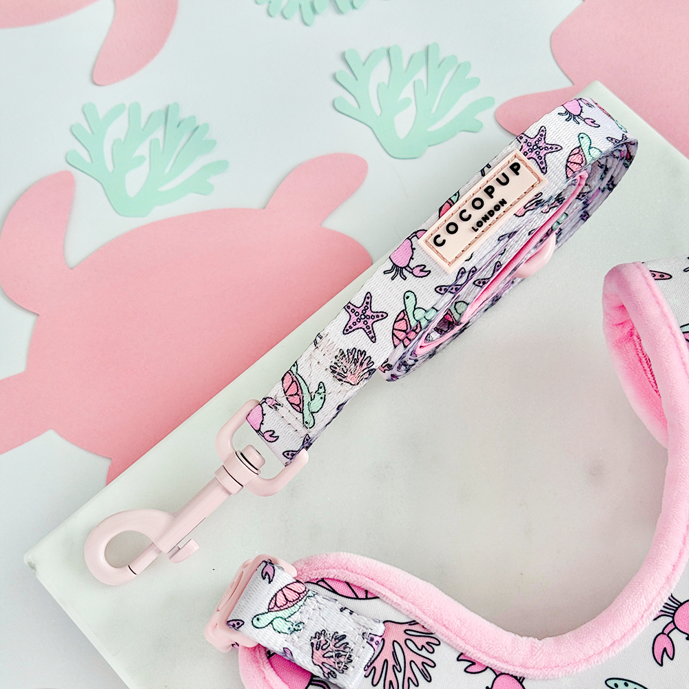 Pawcific Pink Reef Adjustable Neck Harness, Lead & Collar Bundle