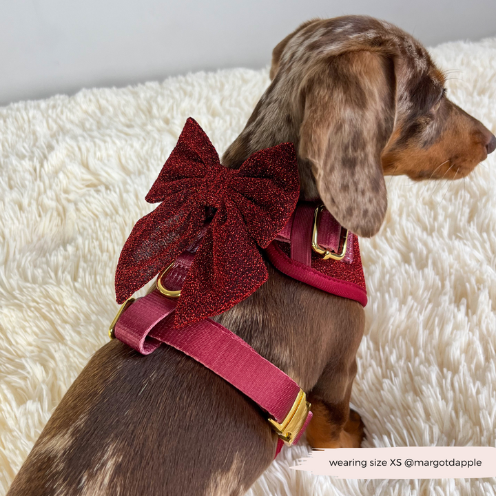 Limited Edition Burgundy Sparkle Pup Adjustable Neck Harness