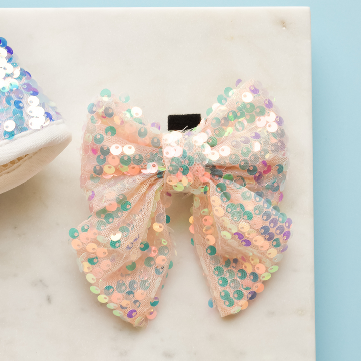 Limited Edition LUXE Party Rose Gold Sequin Sailor Bow Tie