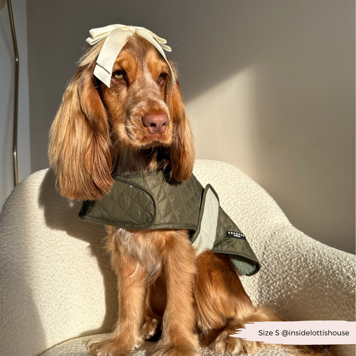 LUXE Quilted Dog Coat - Country Khaki