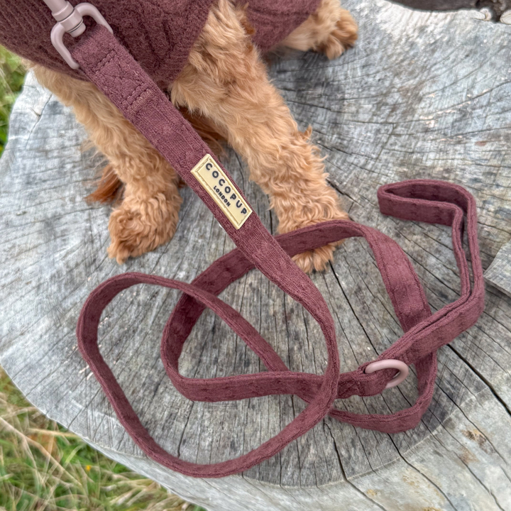 Hot Coco Cable Knit Adjustable Neck Harness, Lead & Collar Bundle