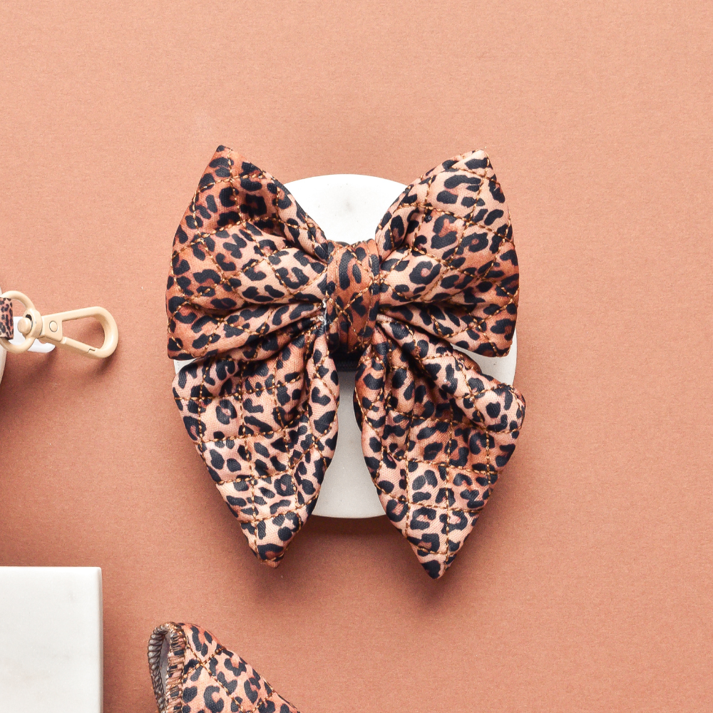 Quilted Leopard Pup Sailor Bow Tie