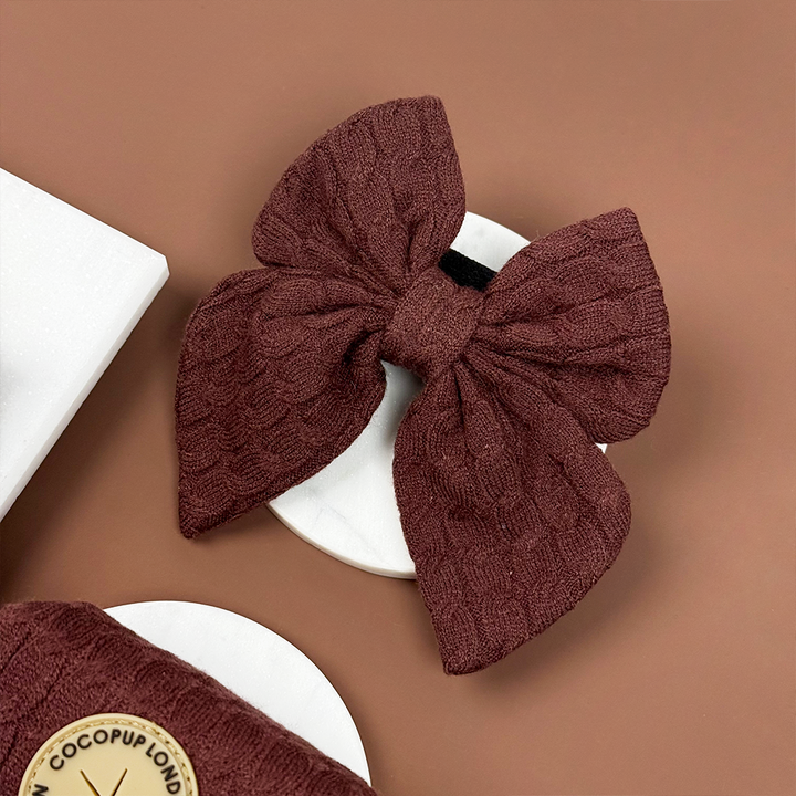 Cable Knit Sailor Bow Tie - Hot Coco