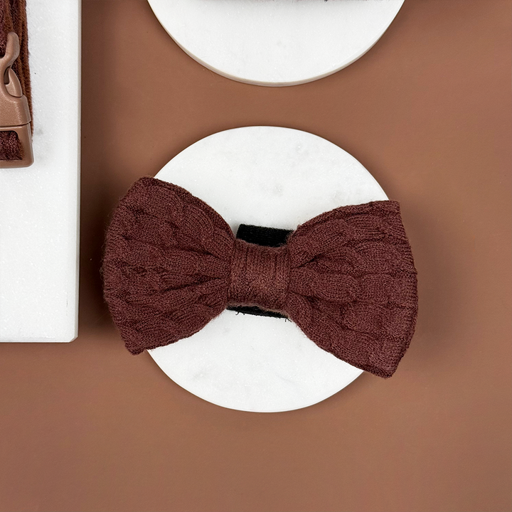 Cable Knit Bow Tie - Hot Coco