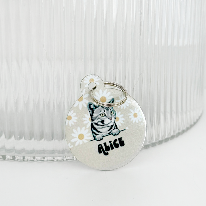 Personalised Cat Cartoon ID Tag - Daisy Chain