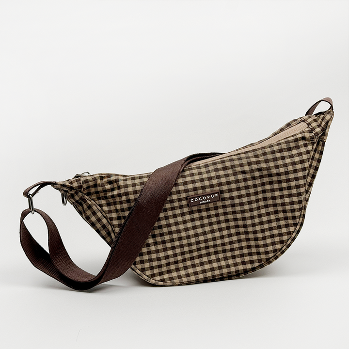 Crossbody Crescent Dog Walking Bag - Cotswold Check