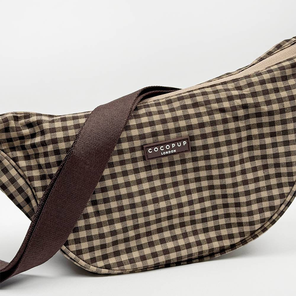 Crossbody Crescent Dog Walking Bag - Cotswold Check
