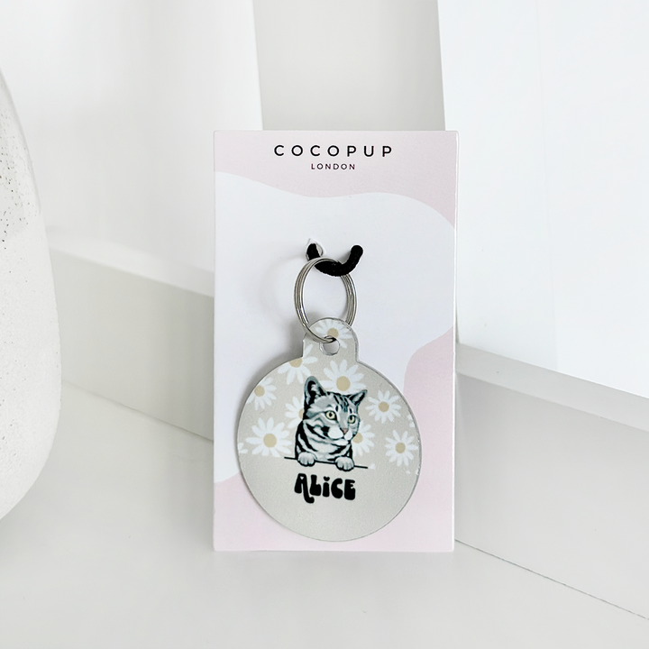 Personalised Cat Cartoon ID Tag - Daisy Chain