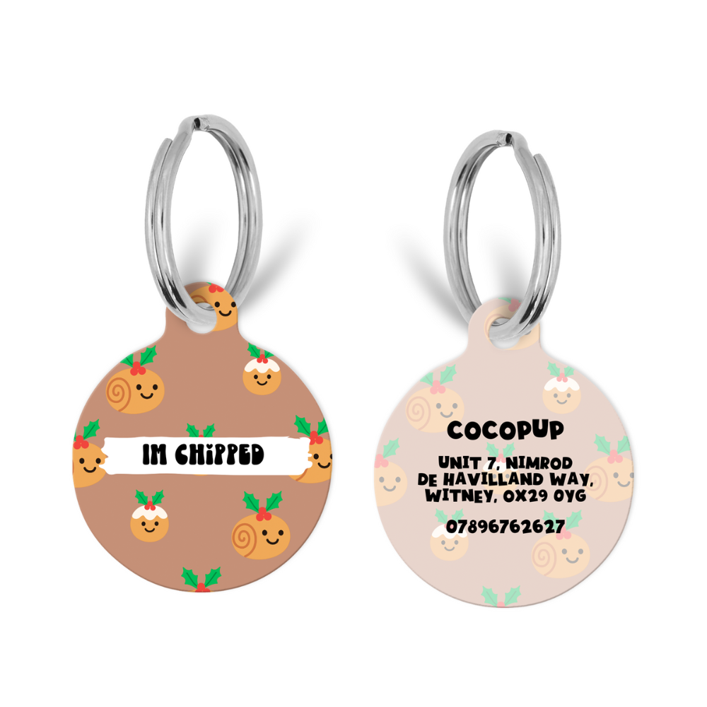 Personalised Text ID Tag - Festive Pudding Pup