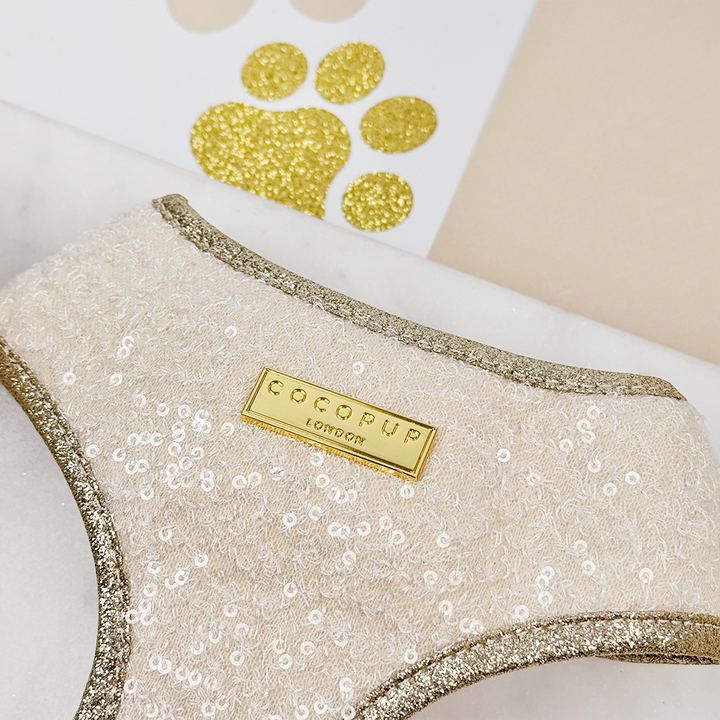Limited Edition Sparkle Season Gold Adjustable Neck Harness, Lead & Collar Bundle