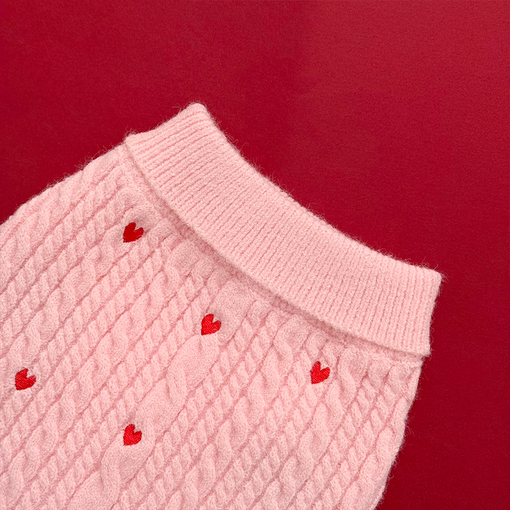 Jumper - Cable Knit Pink Heartstrings