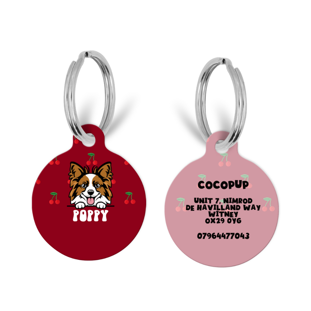 Personalised Dog Cartoon ID Tag - Cherry Crush