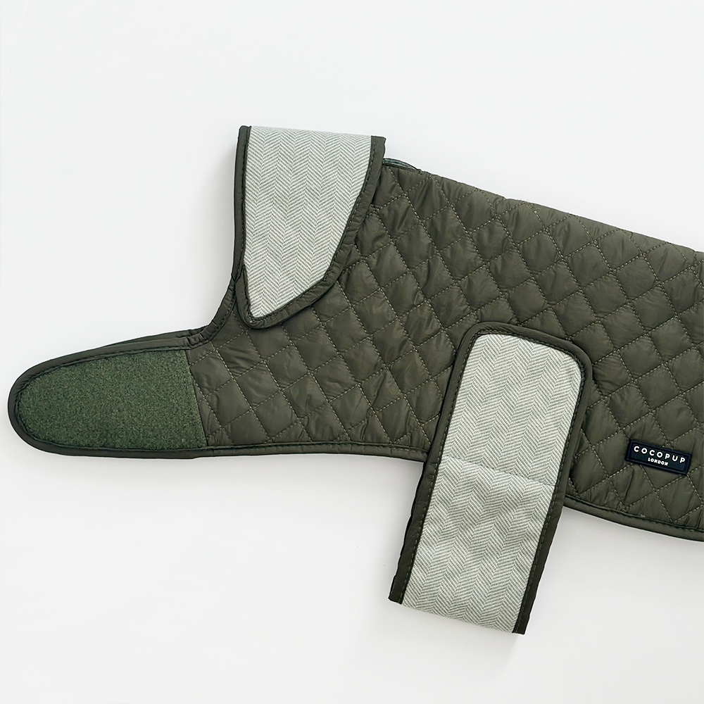 LUXE Quilted Dog Coat - Country Khaki