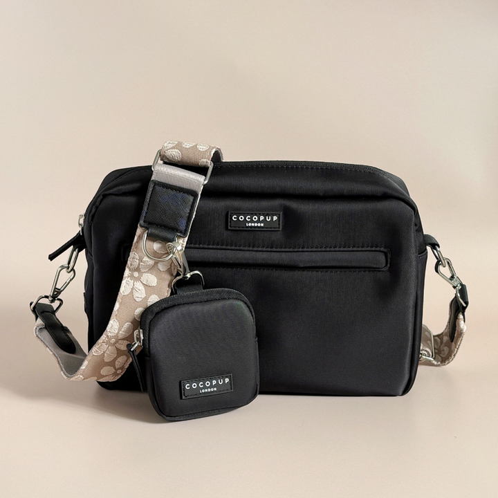 LARGE Dog Walking Black Bag Bundle - Mocha Flower