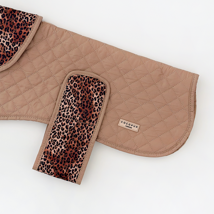 LUXE Quilted Dog Coat - Leopard Pup