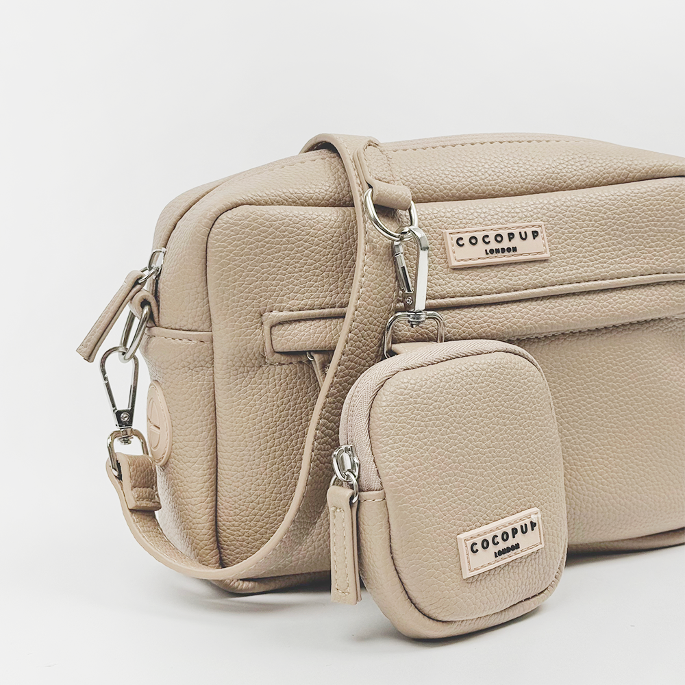 PU Leather Dog Walking Bag Bundle - Caramel