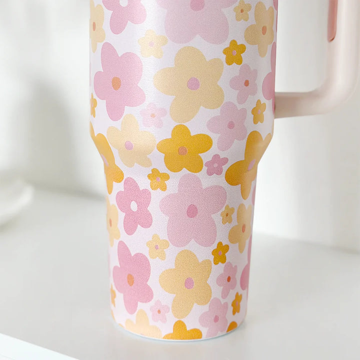 Pink & Orange Bloom Stainless Steel Tumbler - By Coconut Lane