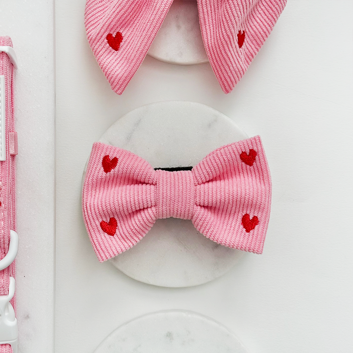 Pink Heartstrings Cord Bow Tie
