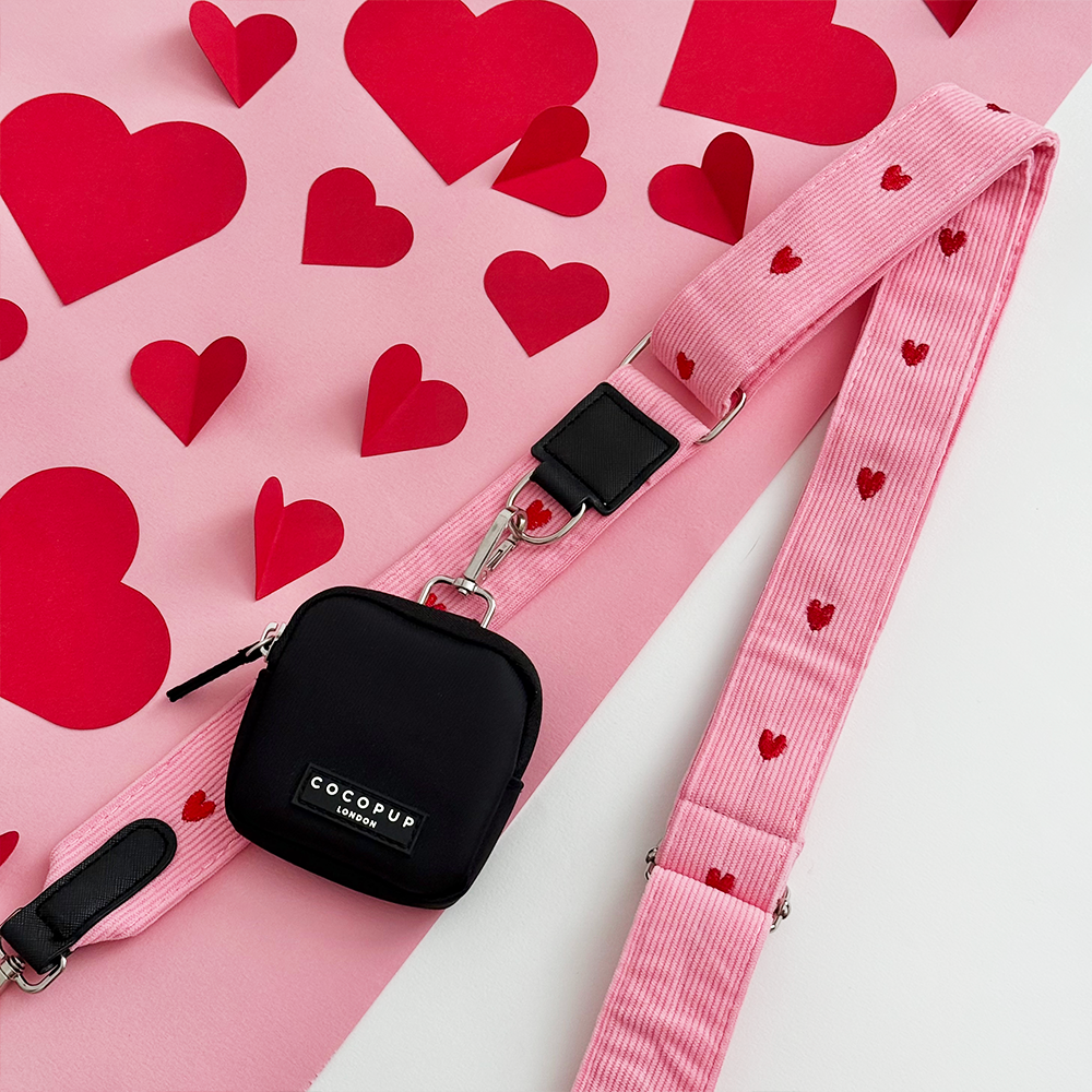 Dog Walking Black Bag Bundle - Pink Heartstrings Cord