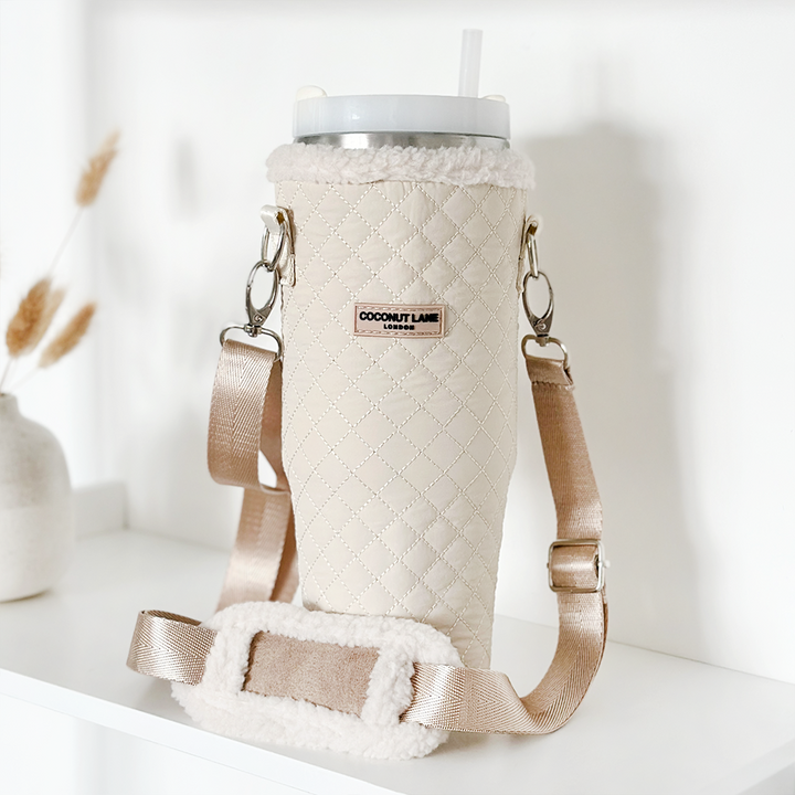 Quilted Cream Tumbler Carry Case by Coconut Lane