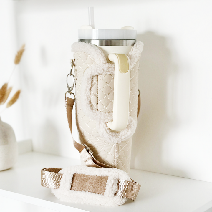 Quilted Cream Tumbler Carry Case by Coconut Lane