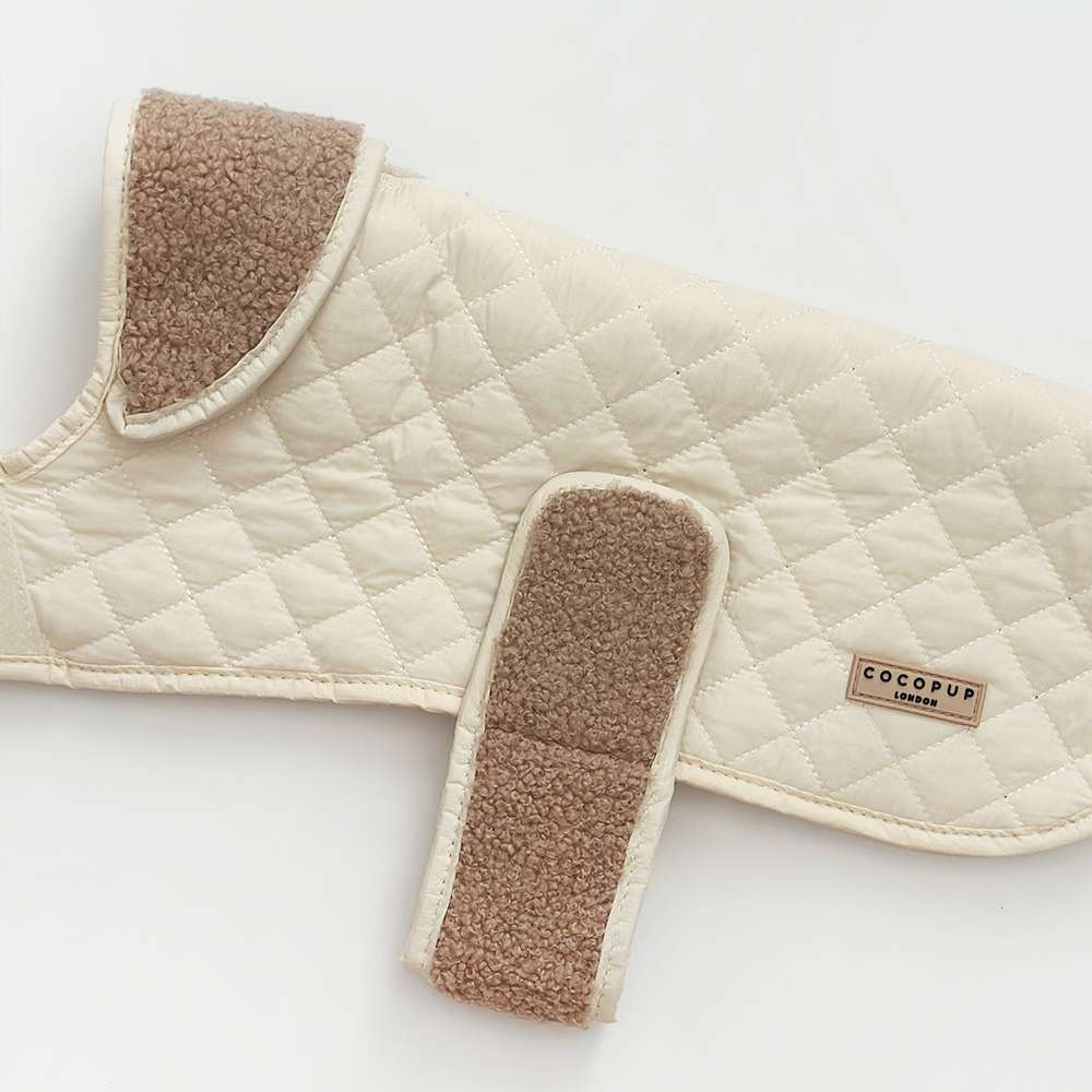 LUXE Quilted Dog Coat - Creamy Chai