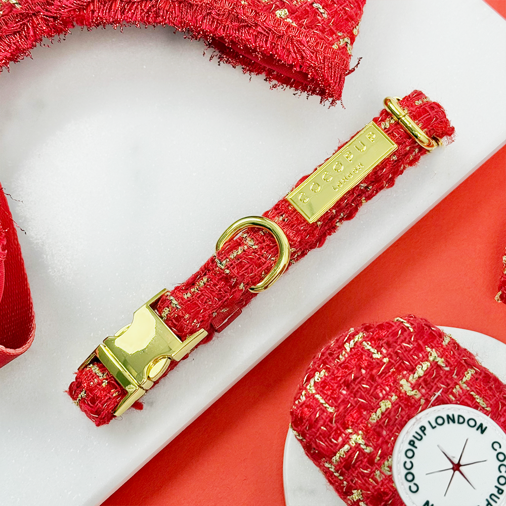 Red Textured Tweed COLLAR