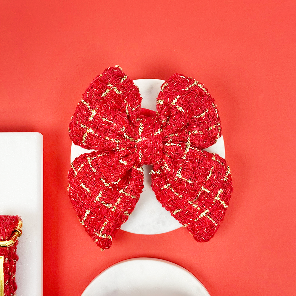 Red Textured Tweed Sailor Bow Tie