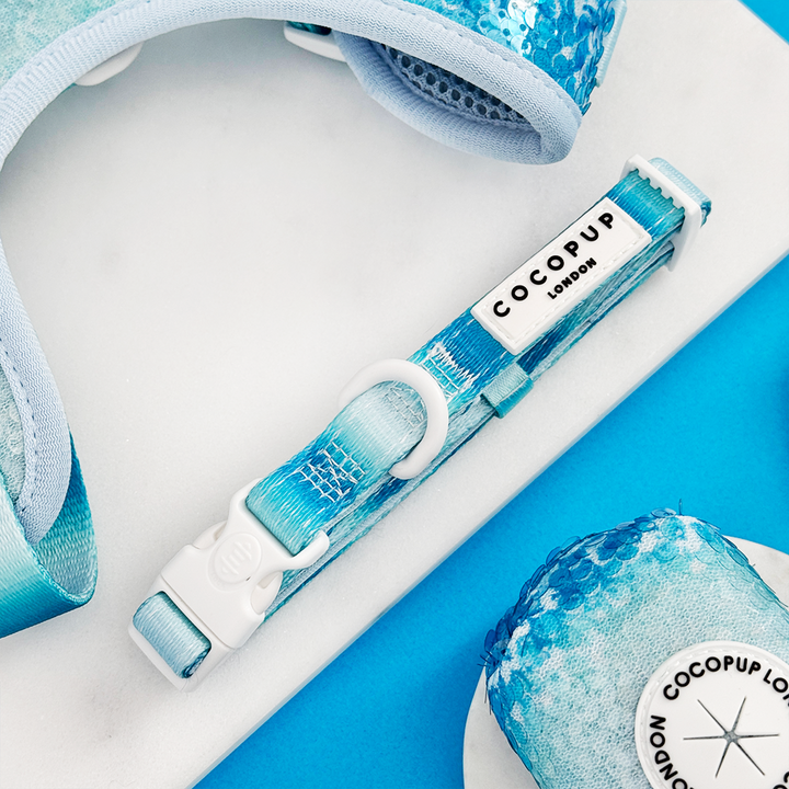 Seaside Shimmer Adjustable Neck Harness, Lead & Collar Bundle