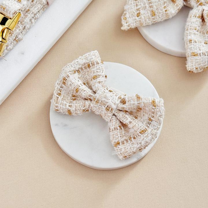 Vanilla Textured Tweed Bow Tie