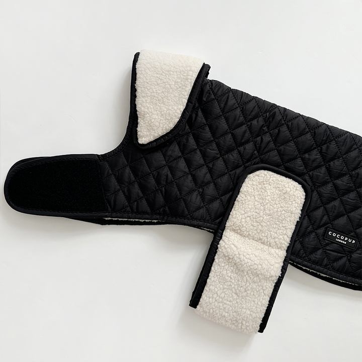 LUXE Quilted Dog Coat - Midnight Black