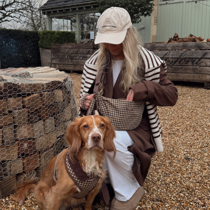 Crossbody Crescent Dog Walking Bag Bundle - Cotswold Check