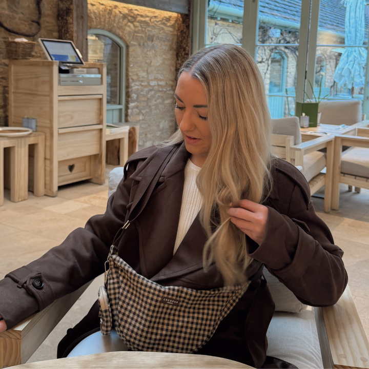 Crossbody Crescent Dog Walking Bag Bundle - Cotswold Check