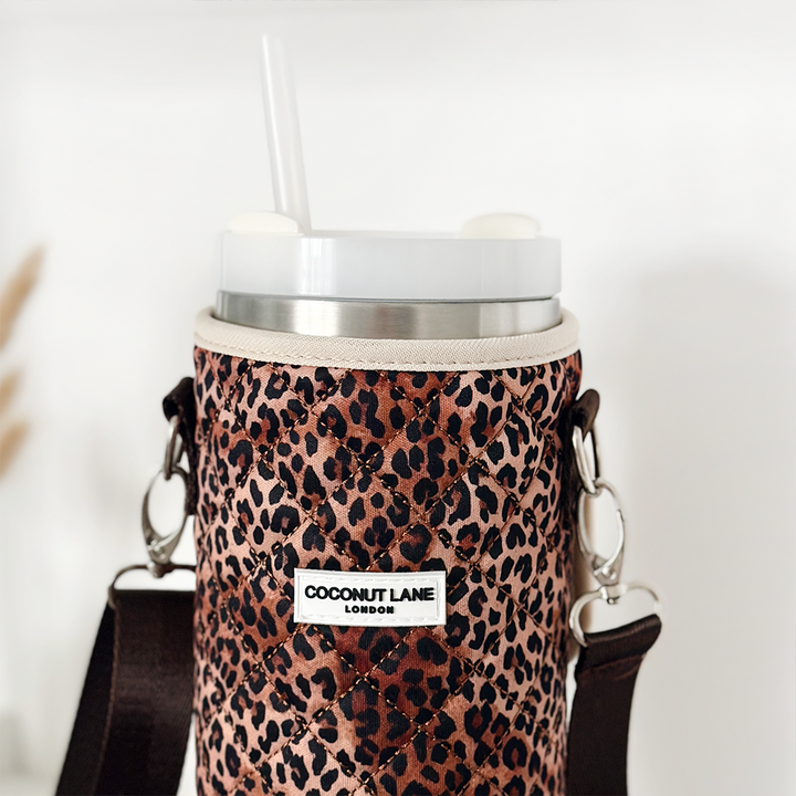 Quilted Leopard Pup Tumbler Carry Case by Coconut Lane