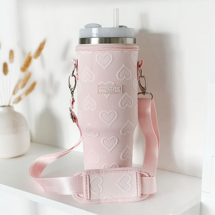 Baby Pink Heart Tumbler Carry Case by Coconut Lane