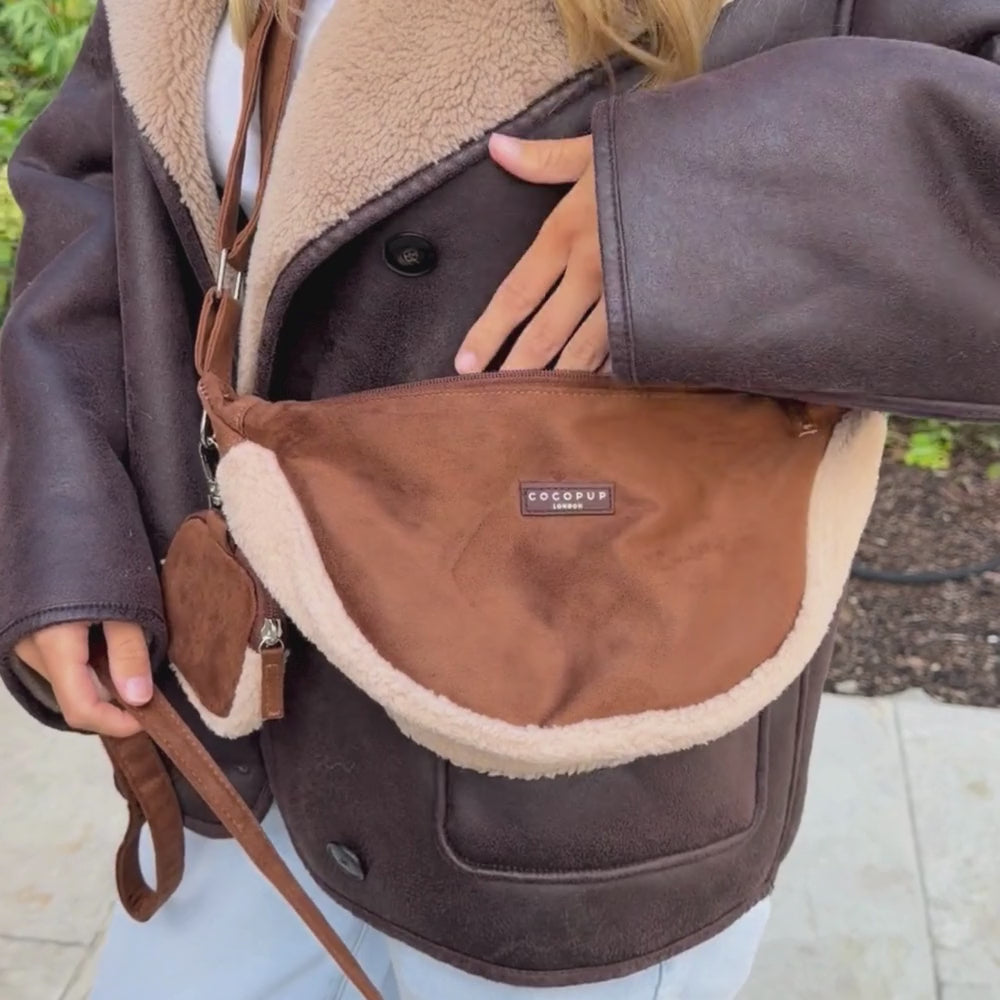 Crossbody Crescent Dog Walking Bag Bundle - Brown Aviator