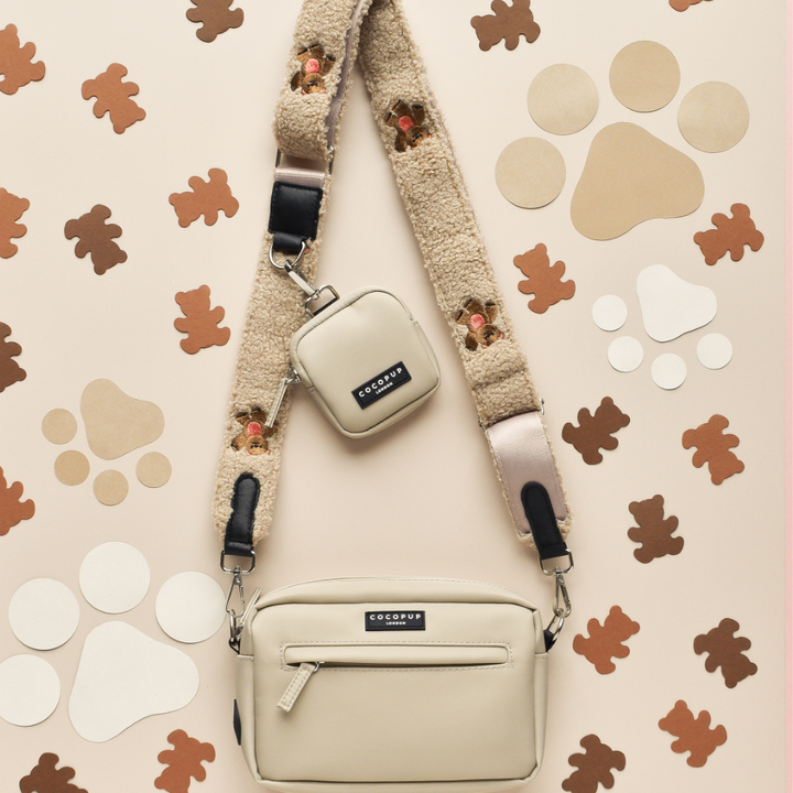 Dog Walking Caramel Latte Bag Bundle - Theo Embroidered Teddy