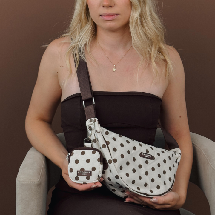 Crescent Treat Pouch - Tiramisu Polka Dot