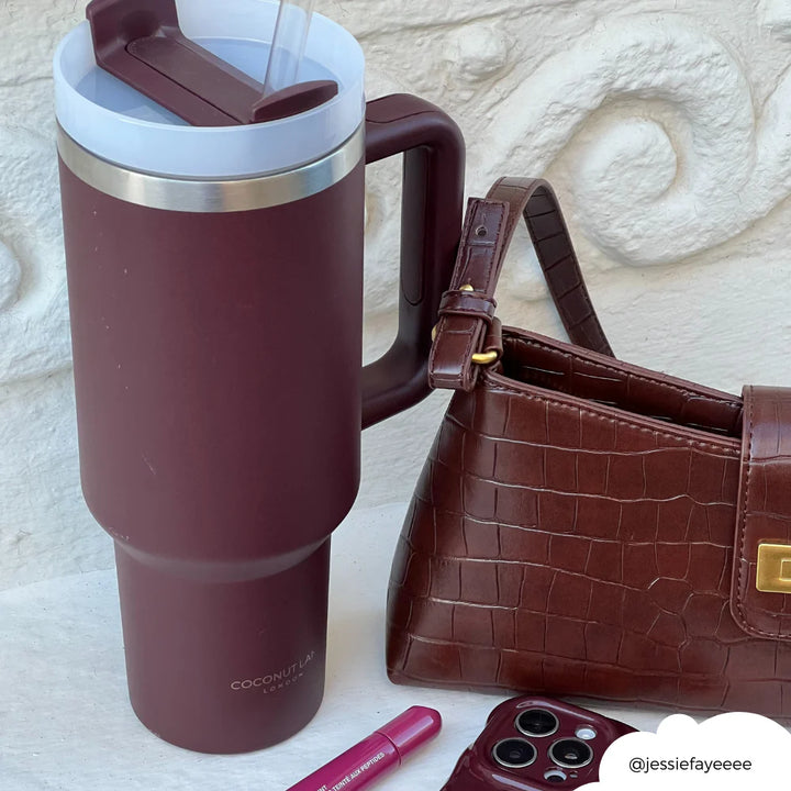 Burgundy Stainless Steel Tumbler - By Coconut Lane