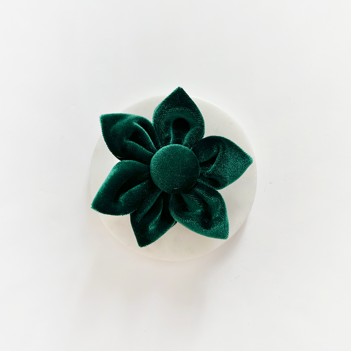 LUXE Velvet Forest Green Collar Flower